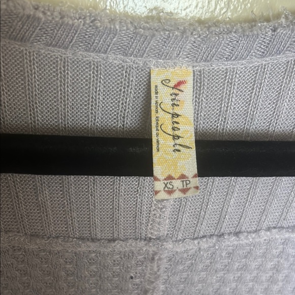 Free People Purple Ribbed Asymmetrical Long Sleeve Top - Picture 2 of 13